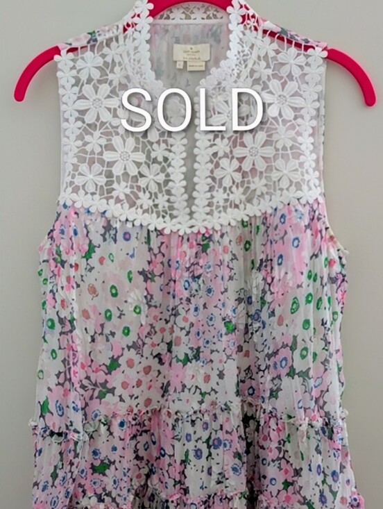 kate spade Tops - KATE SPADE Silk Lace Devore Blouse WOMEN'S L Pink Daisy Floral Romantic Ruffles